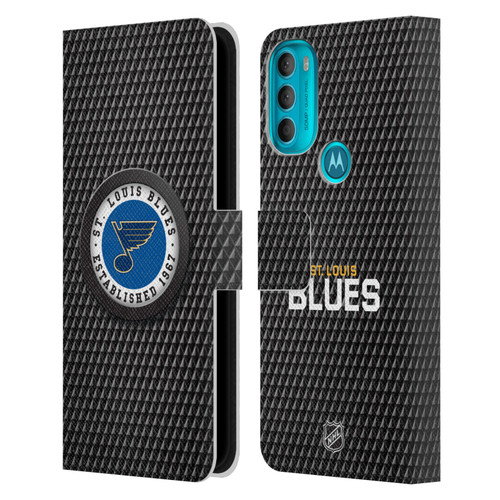 NHL St Louis Blues Puck Texture Leather Book Wallet Case Cover For Motorola Moto G71 5G