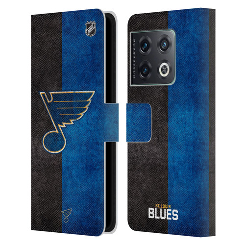 NHL St Louis Blues Half Distressed Leather Book Wallet Case Cover For OnePlus 10 Pro