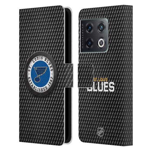 NHL St Louis Blues Puck Texture Leather Book Wallet Case Cover For OnePlus 10 Pro