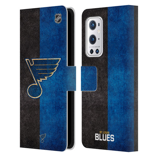 NHL St Louis Blues Half Distressed Leather Book Wallet Case Cover For OnePlus 9 Pro