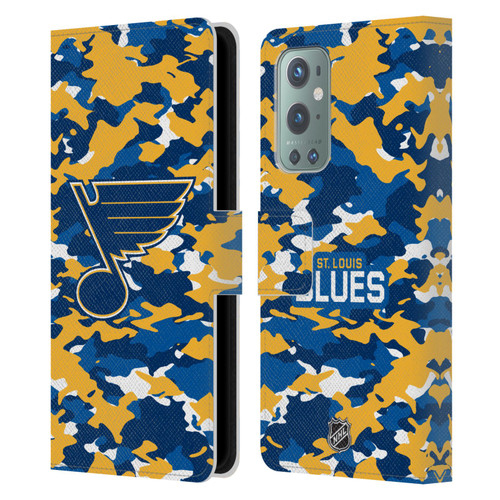 NHL St Louis Blues Camouflage Leather Book Wallet Case Cover For OnePlus 9