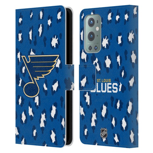 NHL St Louis Blues Leopard Patten Leather Book Wallet Case Cover For OnePlus 9