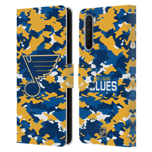 NHL St Louis Blues Camouflage Leather Book Wallet Case Cover For OnePlus Nord 5G