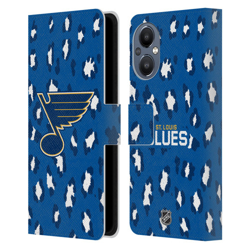 NHL St Louis Blues Leopard Patten Leather Book Wallet Case Cover For OnePlus Nord N20 5G