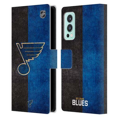 NHL St Louis Blues Half Distressed Leather Book Wallet Case Cover For OnePlus Nord 2 5G