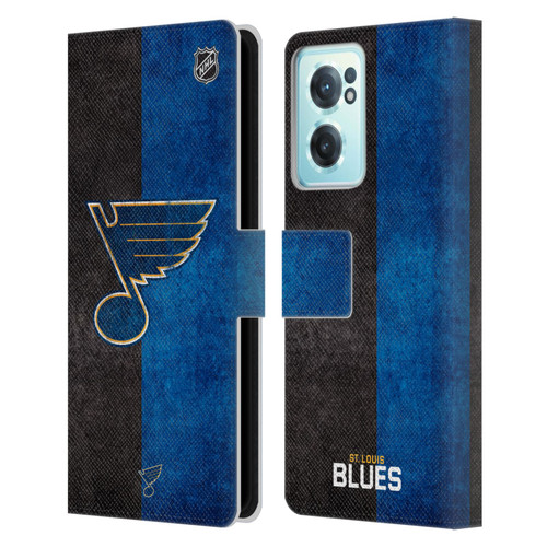 NHL St Louis Blues Half Distressed Leather Book Wallet Case Cover For OnePlus Nord CE 2 5G
