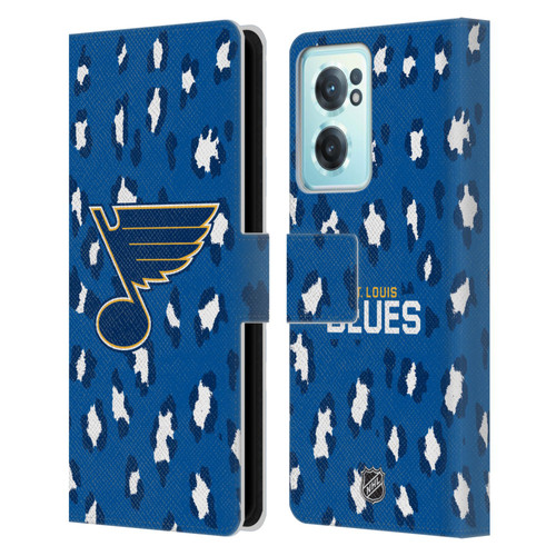 NHL St Louis Blues Leopard Patten Leather Book Wallet Case Cover For OnePlus Nord CE 2 5G