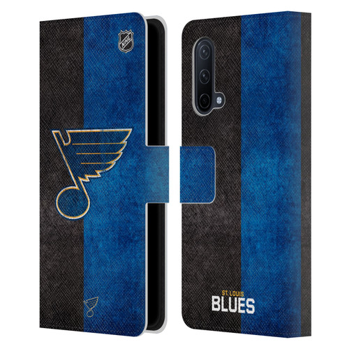 NHL St Louis Blues Half Distressed Leather Book Wallet Case Cover For OnePlus Nord CE 5G