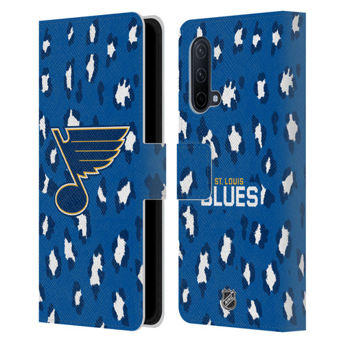 NHL St Louis Blues Leopard Patten Leather Book Wallet Case Cover For OnePlus Nord CE 5G