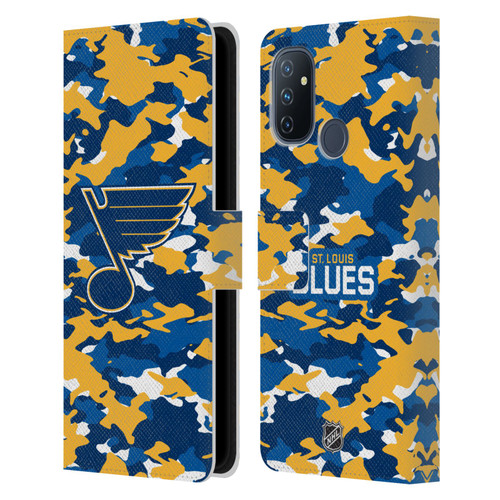 NHL St Louis Blues Camouflage Leather Book Wallet Case Cover For OnePlus Nord N100