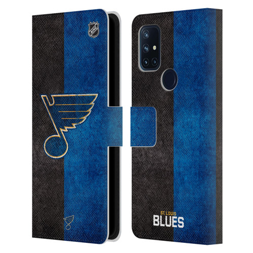 NHL St Louis Blues Half Distressed Leather Book Wallet Case Cover For OnePlus Nord N10 5G