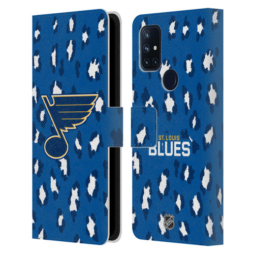 NHL St Louis Blues Leopard Patten Leather Book Wallet Case Cover For OnePlus Nord N10 5G