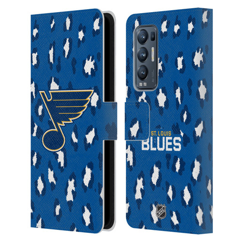 NHL St Louis Blues Leopard Patten Leather Book Wallet Case Cover For OPPO Find X3 Neo / Reno5 Pro+ 5G