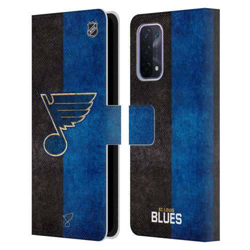 NHL St Louis Blues Half Distressed Leather Book Wallet Case Cover For OPPO A54 5G