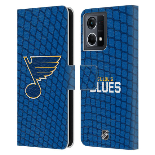 NHL St Louis Blues Net Pattern Leather Book Wallet Case Cover For OPPO Reno8 4G