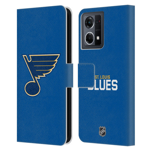 NHL St Louis Blues Plain Leather Book Wallet Case Cover For OPPO Reno8 4G