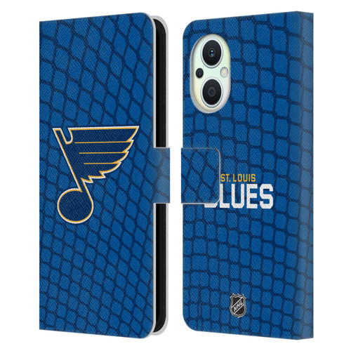 NHL St Louis Blues Net Pattern Leather Book Wallet Case Cover For OPPO Reno8 Lite