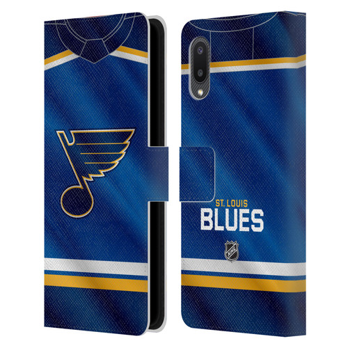 NHL St Louis Blues Jersey Leather Book Wallet Case Cover For Samsung Galaxy A02/M02 (2021)