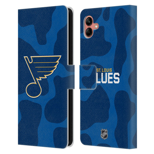 NHL St Louis Blues Cow Pattern Leather Book Wallet Case Cover For Samsung Galaxy A04 (2022)