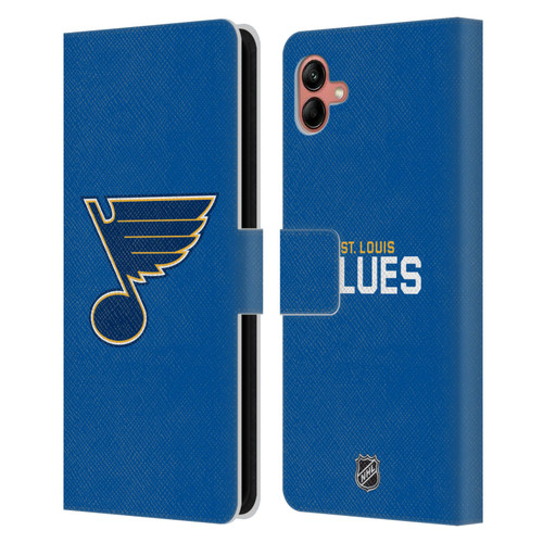 NHL St Louis Blues Plain Leather Book Wallet Case Cover For Samsung Galaxy A04 (2022)