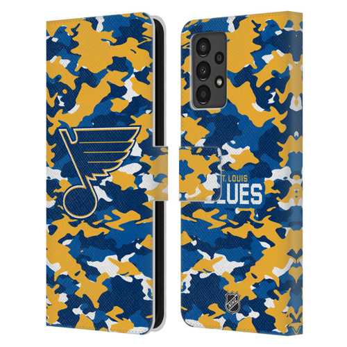 NHL St Louis Blues Camouflage Leather Book Wallet Case Cover For Samsung Galaxy A13 (2022)