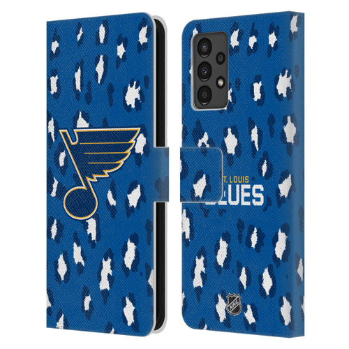NHL St Louis Blues Leopard Patten Leather Book Wallet Case Cover For Samsung Galaxy A13 (2022)