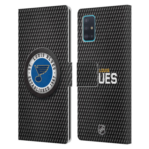 NHL St Louis Blues Puck Texture Leather Book Wallet Case Cover For Samsung Galaxy A51 (2019)