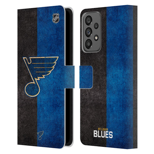 NHL St Louis Blues Half Distressed Leather Book Wallet Case Cover For Samsung Galaxy A73 5G (2022)