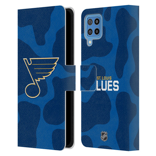 NHL St Louis Blues Cow Pattern Leather Book Wallet Case Cover For Samsung Galaxy F22 (2021)