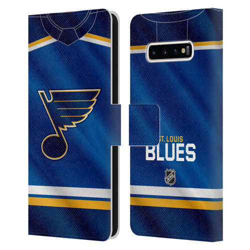 NHL St Louis Blues Jersey Leather Book Wallet Case Cover For Samsung Galaxy S10+ / S10 Plus