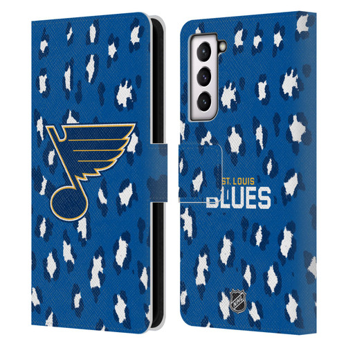 NHL St Louis Blues Leopard Patten Leather Book Wallet Case Cover For Samsung Galaxy S21 5G