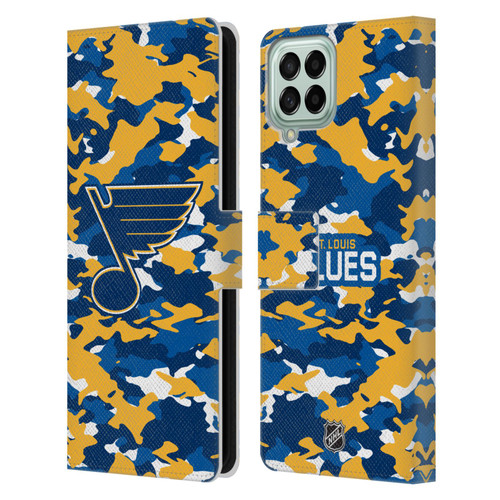 NHL St Louis Blues Camouflage Leather Book Wallet Case Cover For Samsung Galaxy M33 (2022)