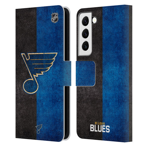 NHL St Louis Blues Half Distressed Leather Book Wallet Case Cover For Samsung Galaxy S22 5G