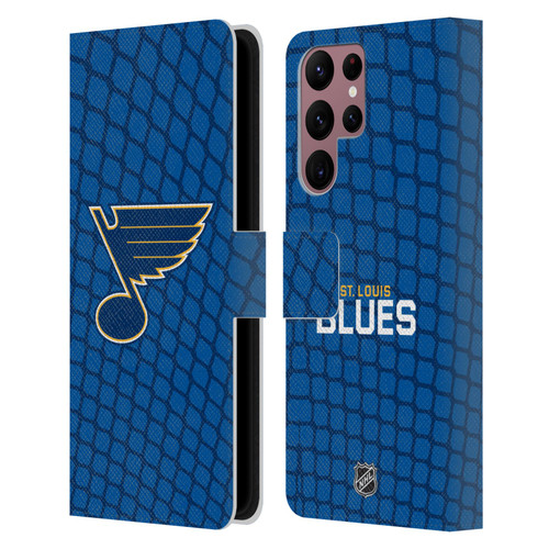 NHL St Louis Blues Net Pattern Leather Book Wallet Case Cover For Samsung Galaxy S22 Ultra 5G