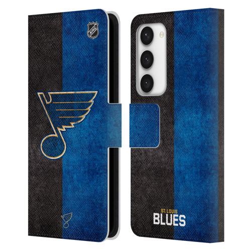 NHL St Louis Blues Half Distressed Leather Book Wallet Case Cover For Samsung Galaxy S23 5G