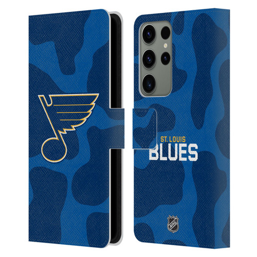 NHL St Louis Blues Cow Pattern Leather Book Wallet Case Cover For Samsung Galaxy S23 Ultra 5G