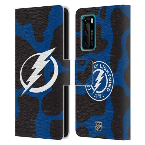 NHL Tampa Bay Lightning Cow Pattern Leather Book Wallet Case Cover For Huawei P40 5G