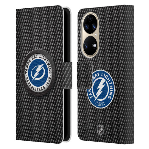 NHL Tampa Bay Lightning Puck Texture Leather Book Wallet Case Cover For Huawei P50