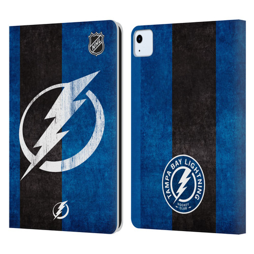 NHL Tampa Bay Lightning Half Distressed Leather Book Wallet Case Cover For Apple iPad Air 11 2020/2022/2024