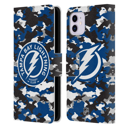 NHL Tampa Bay Lightning Camouflage Leather Book Wallet Case Cover For Apple iPhone 11