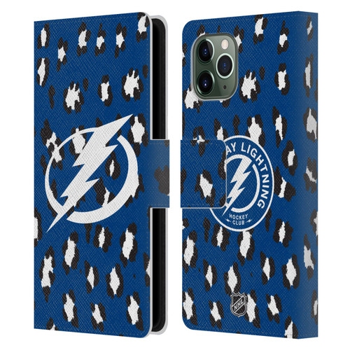 NHL Tampa Bay Lightning Leopard Patten Leather Book Wallet Case Cover For Apple iPhone 11 Pro
