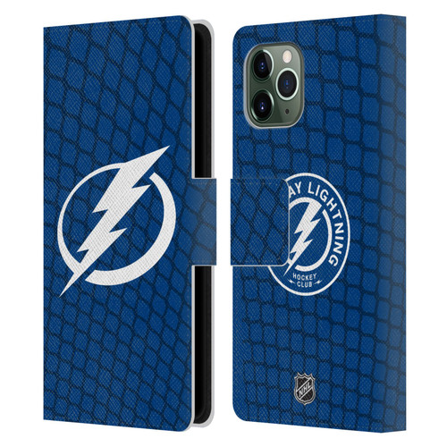 NHL Tampa Bay Lightning Net Pattern Leather Book Wallet Case Cover For Apple iPhone 11 Pro