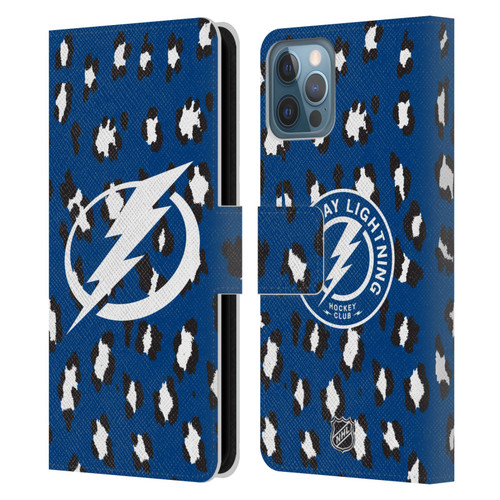 NHL Tampa Bay Lightning Leopard Patten Leather Book Wallet Case Cover For Apple iPhone 12 / iPhone 12 Pro