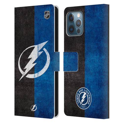 NHL Tampa Bay Lightning Half Distressed Leather Book Wallet Case Cover For Apple iPhone 12 Pro Max
