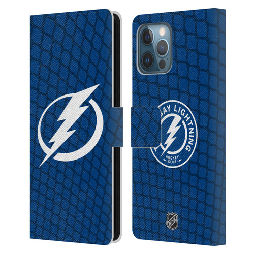 NHL Tampa Bay Lightning Net Pattern Leather Book Wallet Case Cover For Apple iPhone 12 Pro Max