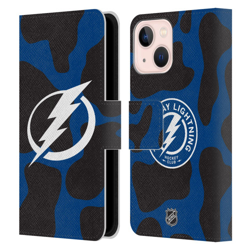 NHL Tampa Bay Lightning Cow Pattern Leather Book Wallet Case Cover For Apple iPhone 13 Mini