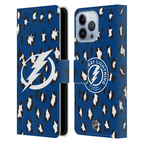 NHL Tampa Bay Lightning Leopard Patten Leather Book Wallet Case Cover For Apple iPhone 13 Pro Max