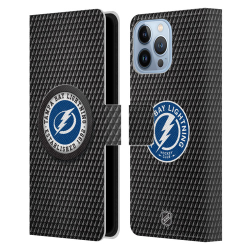 NHL Tampa Bay Lightning Puck Texture Leather Book Wallet Case Cover For Apple iPhone 13 Pro Max