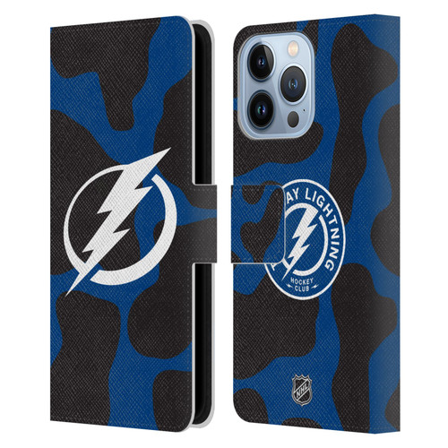 NHL Tampa Bay Lightning Cow Pattern Leather Book Wallet Case Cover For Apple iPhone 13 Pro