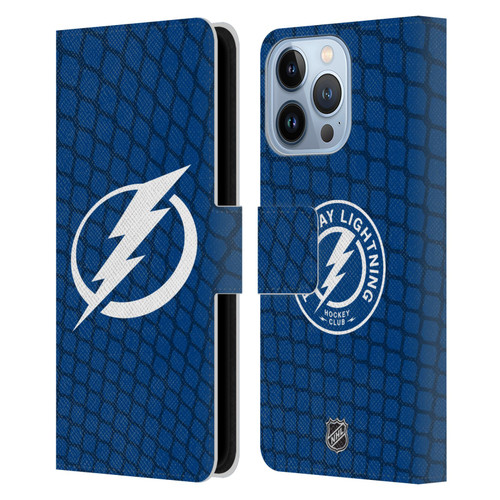 NHL Tampa Bay Lightning Net Pattern Leather Book Wallet Case Cover For Apple iPhone 13 Pro